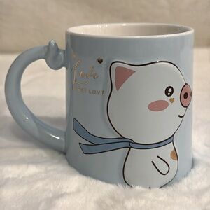 Ebros Light Blue Anime Animal Farm Pig Mug- 14oz